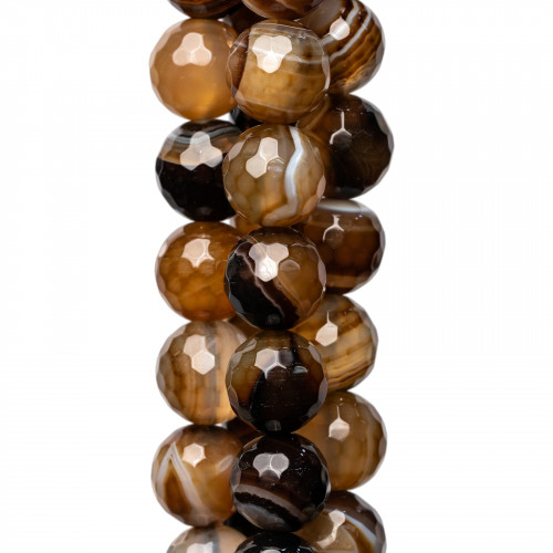 Faceted Striped Brown Agate 10mm