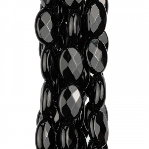 Onyx Oval Flat Faceted 10x14mm