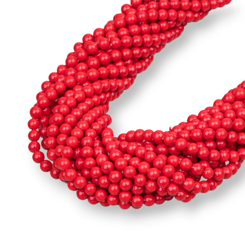 Majorca Pearls Red Round Smooth 04mm