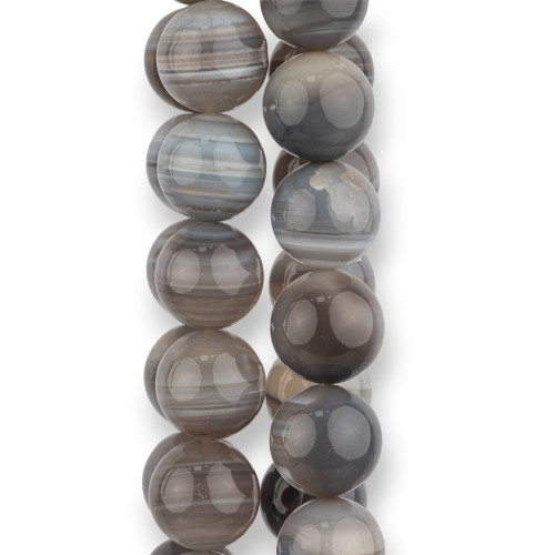 Smooth Round Gray Chalcedony 16mm Dark