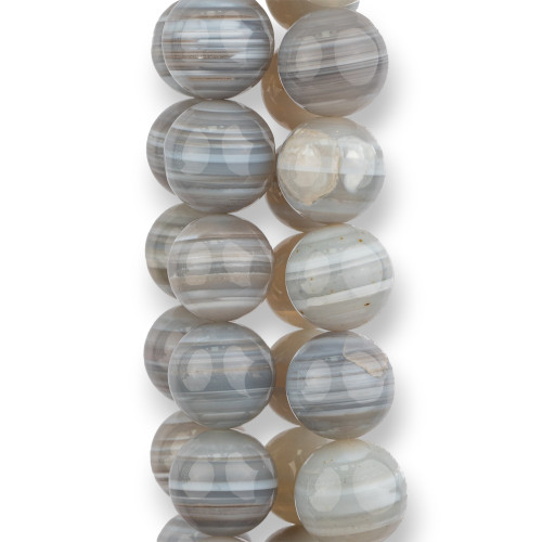 Gray Chalcedony Round Smooth 16mm Striated