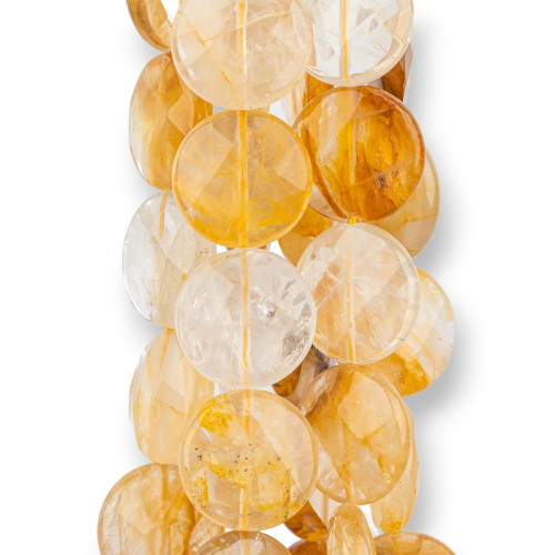 Yellow Hematoid Quartz Round Flat Faceted 20mm