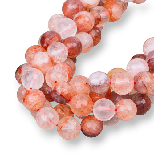 Faceted Light Red Hematoid Quartz 18mm