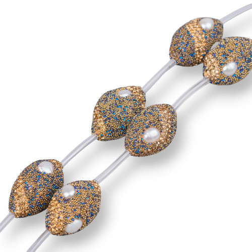 Componente de barril de diamantes de imitación de cuentas de marcasita con perlas de río 17x26mm 8 Uds MOD4