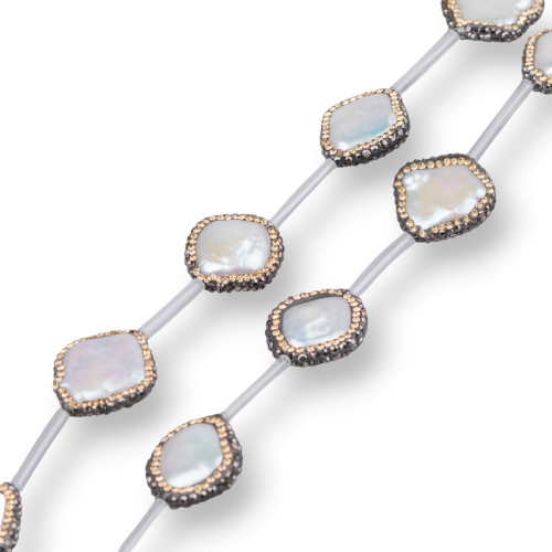 Cuentas de marcasita con diamantes de imitación y perlas de río en forma de rombo, 18 mm, 10 unidades