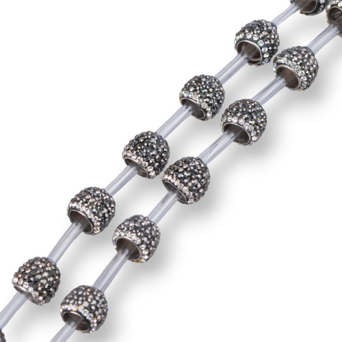 Marcasite Strass Beads Cup Domes 11-12mm 16τμχ Μαύρο Λευκό