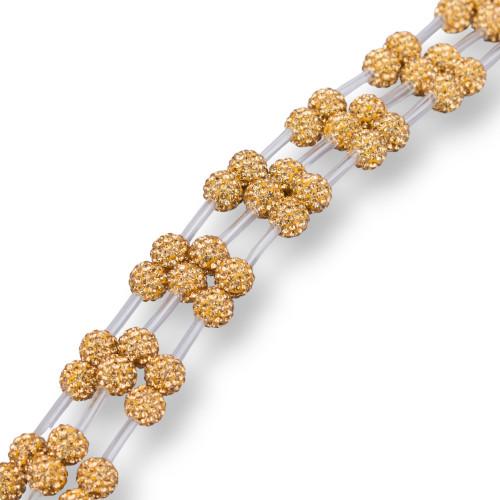 Markasit-Strassstrang-Perlen, runde Kugel, 08 mm, 28 Stück, goldfarben