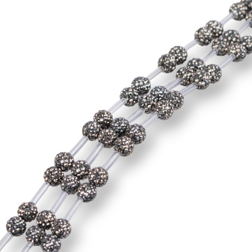 Markasit-Strassstrang-Perlen, runde Kugel, 10 mm, 18 Stück, Schwarz