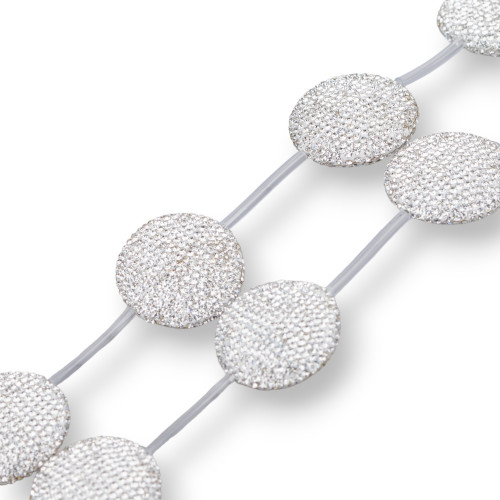 Cuentas de diamantes de imitación de marcasita redondas planas 40 mm 6 piezas Blanco