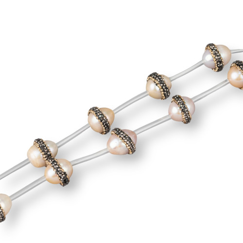 Perles de Strass Marcassite Perles de Rivière Sphère 14x11mm 13pcs Rose