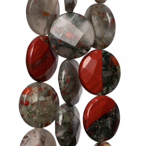 Bloody Jasper Round Flat Faceted 25mm