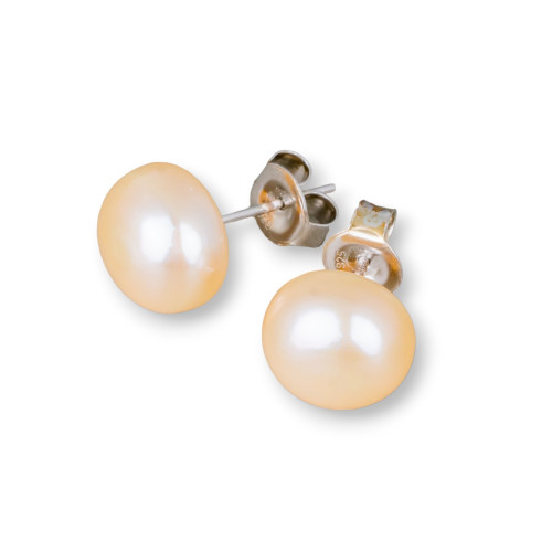 Orecchini Di Argento 925 E Perle Di Fiume 10,0-10,5mm 6 Paia Rosa