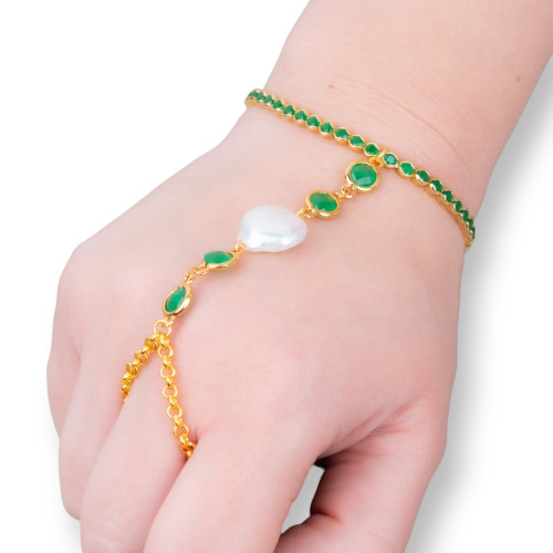 Kissing Hand Bracelets In Bronze And Green River Pearls