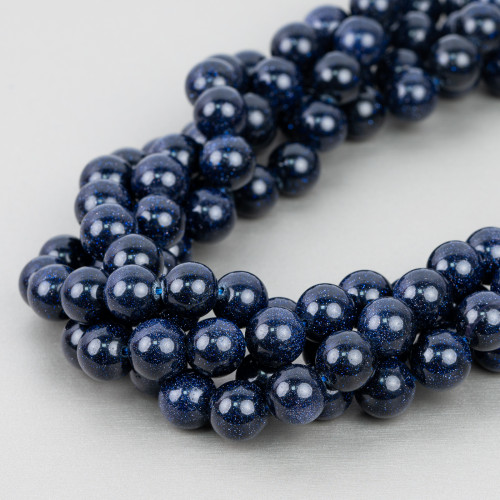 Smooth Round Blue Sun Stone 12mm