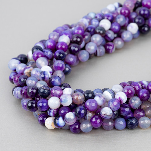 Faceted Striped Purple Agate 08mm