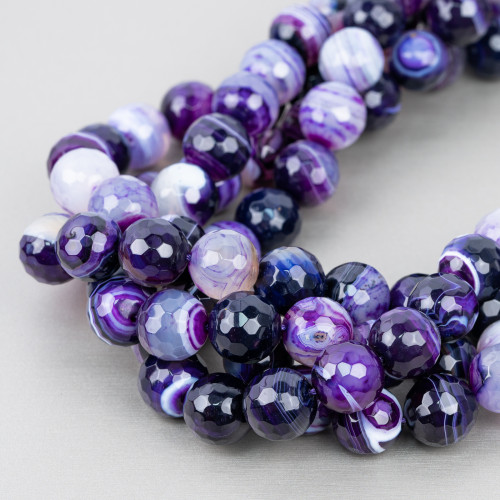 Striped Purple Agate Faceted 14mm