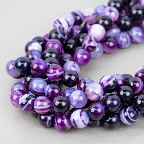 Purple Agate Striated Round Smooth 12mm