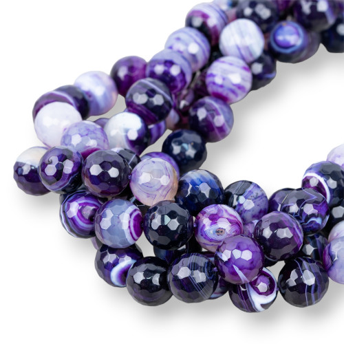 Striped Purple Agate Faceted 10mm