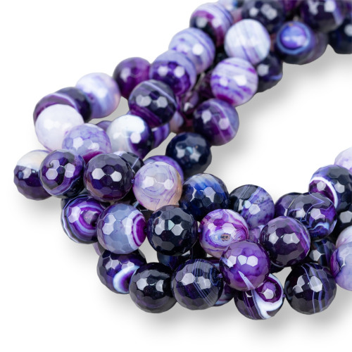 Striped Purple Agate Faceted 14mm