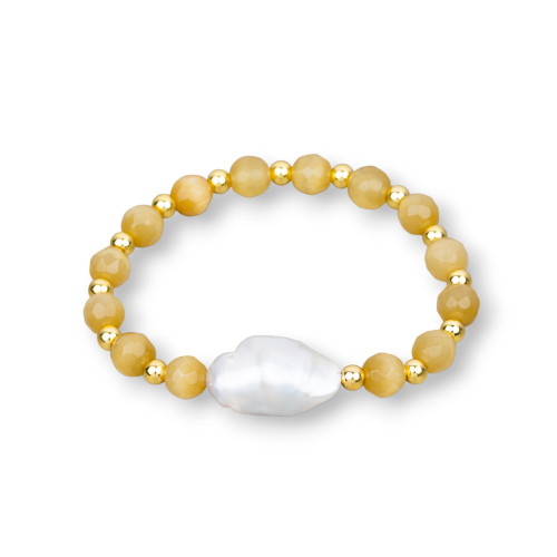 Stretch βραχιόλια από Cat's Eye River Pearls και ανοιχτό καφέ αιματίτη