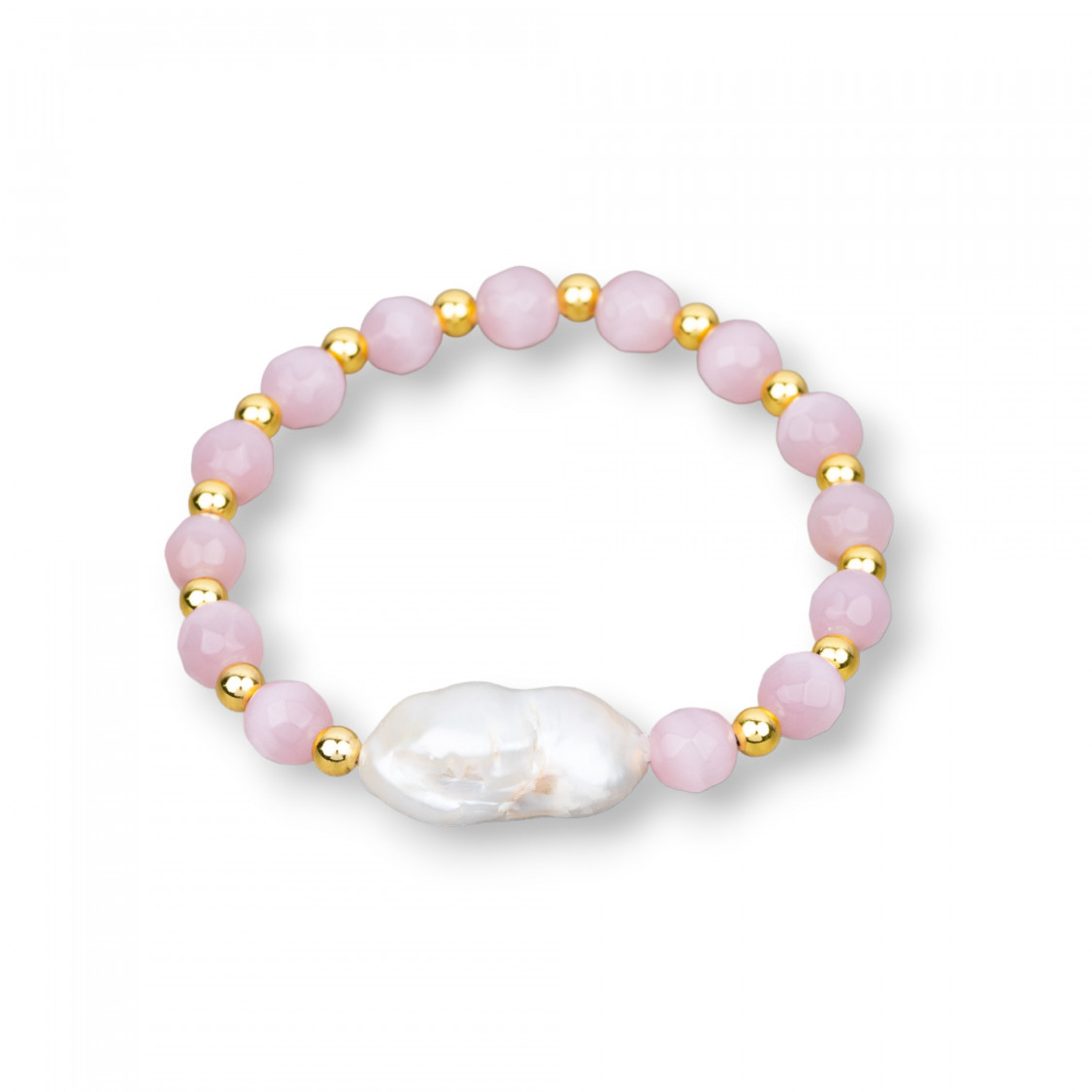 Bracelets Extensibles De Perles De Rivière Oeil De Chat Et Hématite Rose
