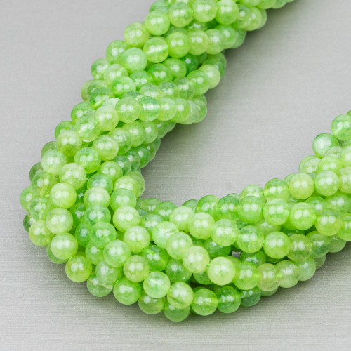 Peridot Colored Rock Crystal Smooth Round 06mm Clear