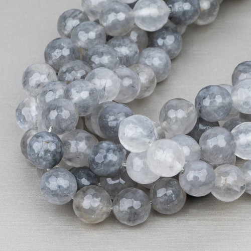 Faceted Grey Quartz 10mm