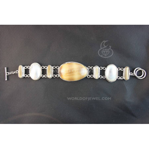 Brass and Mother of Pearl Bracelet