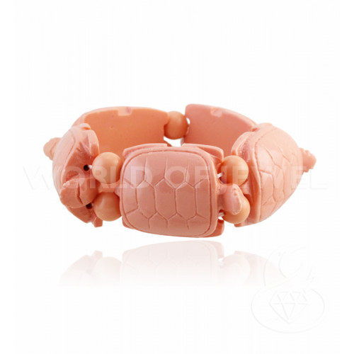 Large Turtle Semiprecious Stone Bracelet 23x30mm Orange Resin