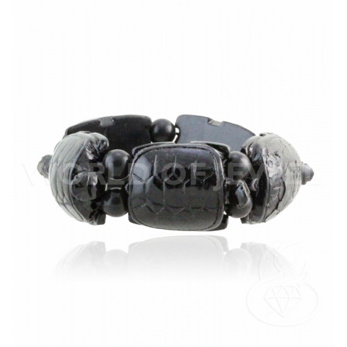 Large Turtle Gemstone Bracelet 23x30mm Black Resin