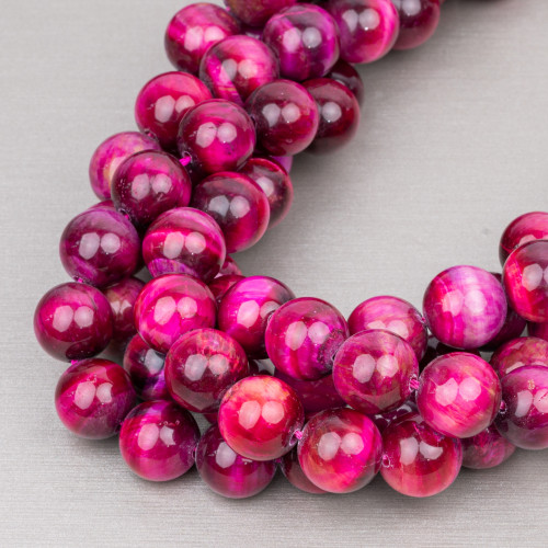 Fuchsia Tiger Eye Smooth Round 10mm