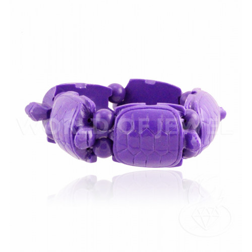 Large Turtle Semiprecious Stone Bracelet 23x30mm Purple Resin