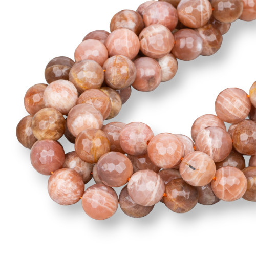 Faceted Pink Moonstone 16mm Gold