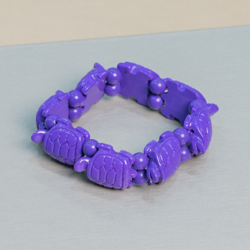 Gemstone Bracelet Small Turtle 19x25mm Purple Resin
