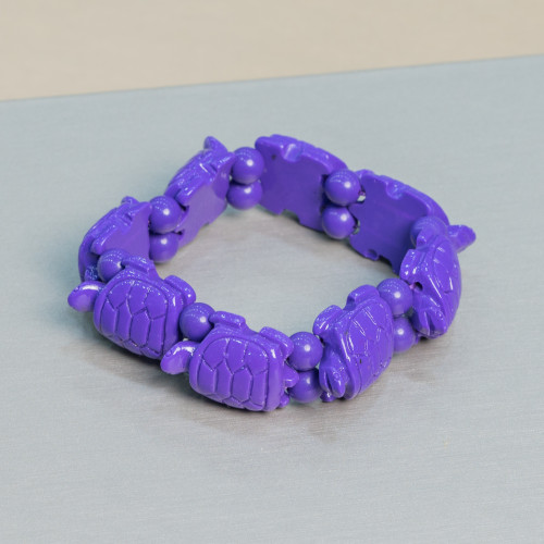 Pulsera de piedras preciosas Tortuga pequeña 19x25 mm Resina violeta