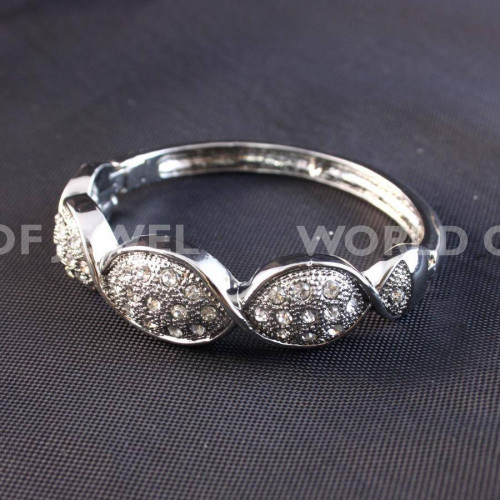 Bracciale Rigido Di Ottone Con Strass - Rodiato