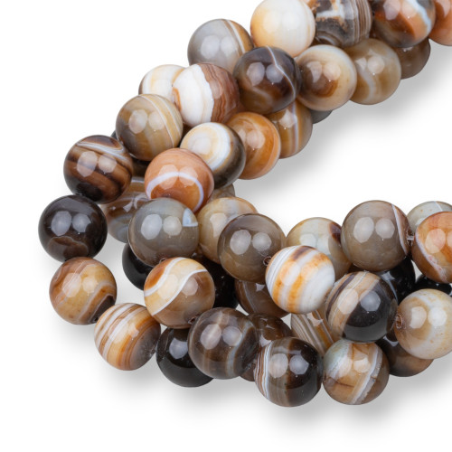 Brown Striped Agate Round Smooth 16mm