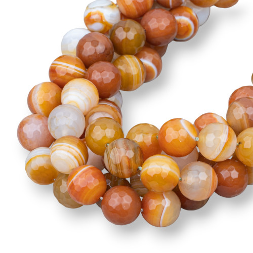 Brown Ocher Striped Faceted Agate 12mm
