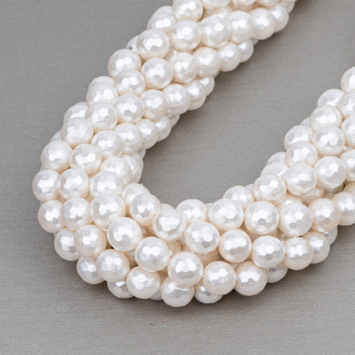 Perle di Maiorca Bianca Sfaccettato 10mm