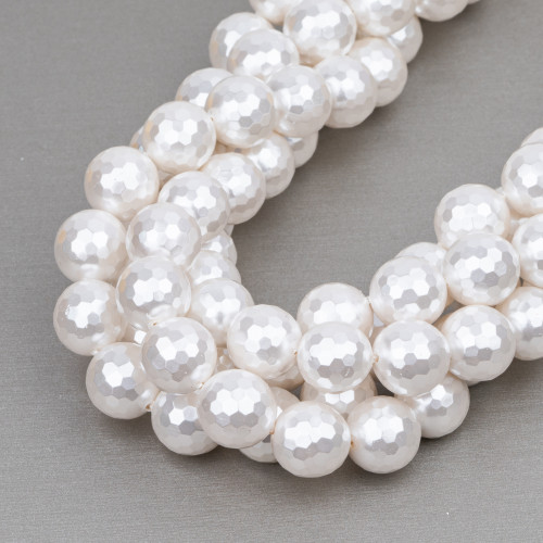 Perle di Maiorca Bianca Sfaccettato 12mm