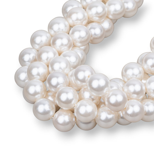 White Mallorca Pearls Στρογγυλά Λεία 16mm