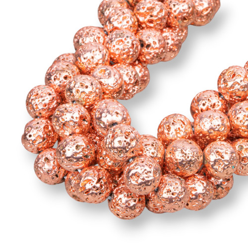 Rose Gold Plated Lava Stone 12mm