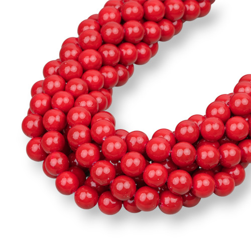 Majorca Pearls Red Round Smooth 08mm