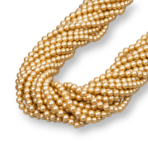 Majorca Pearls Gold Round Smooth 04mm