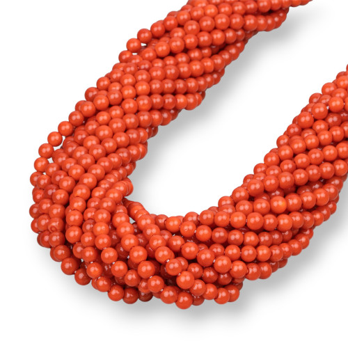 Majorca Red Coral Sardinian Pearls Round Smooth 04mm