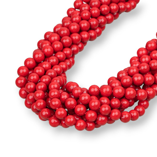 Majorca Pearls Red Round Smooth 06mm