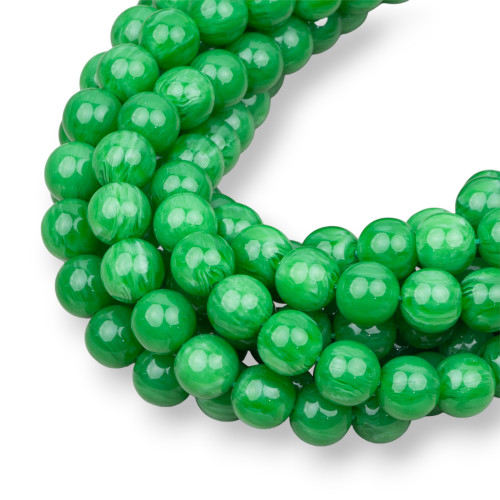 Resin Imitation of Burmese Jade Green Round Smooth 08mm