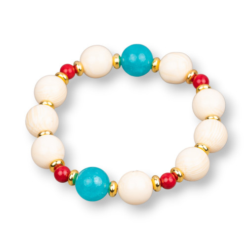 Stretch Bracelets Of Semi-precious Stones, Resin And Turquoise Jade Brass