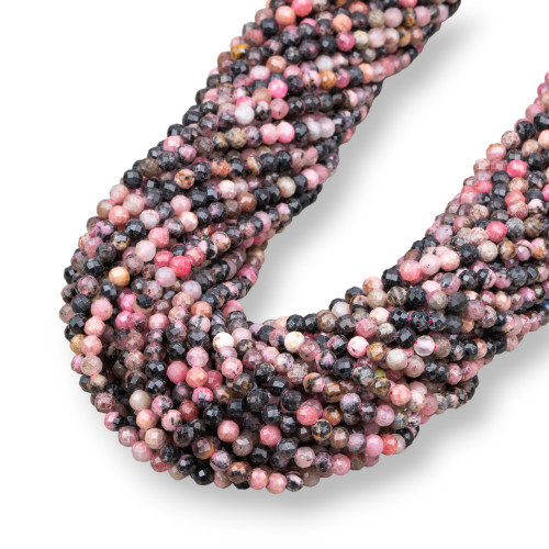 Rhodonite foncée taille diamant facettée 3.2mm