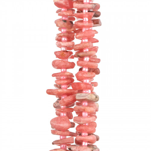 Rhodochrosite Rondelle Irregular Tumbled Stone 9-13mm